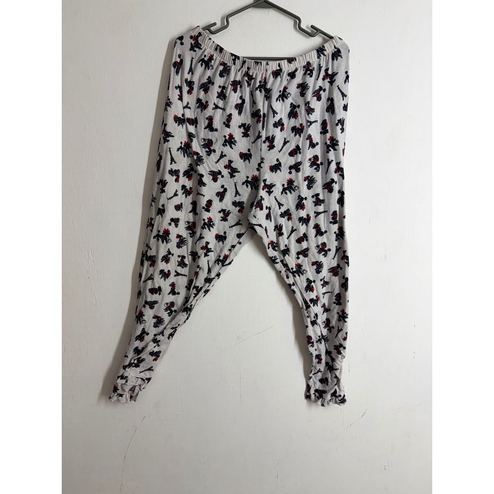 BH PJs Paris Poodle Eiffel Tower Pajama Pants White Black Red 2X Plus Size